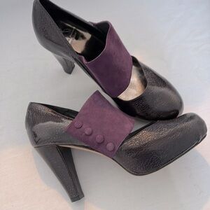 JEANNE JARVAISE  VERO CUOIO Leather & velvet women’s heels made in Italy